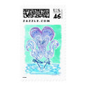 Flamingo Love (blue) stamp