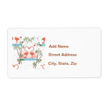 Flamingo Love Hearts Shipping Label
