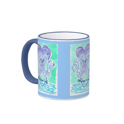 Flamingo Love in blue by Wendy C. Allen Coffee Mugs by eelkat
