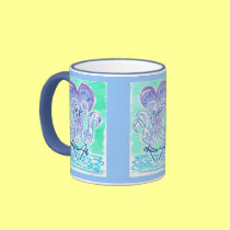Flamingo Love in blue by Wendy C. Allen mugs