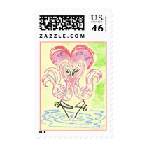 Flamingo Love Postage Stamps