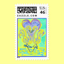 Flamingo Love resize blue postage