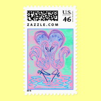 Flamingo Love resize blue postage