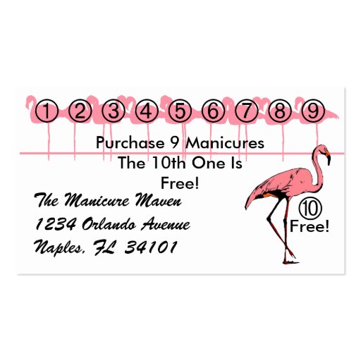 Flamingo Loyalty Rewards Business Punch Cards Bird Business Card Templates (front side)