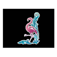 flamingo motif design post card