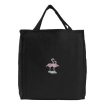 Flamingo Pair embroidered bags by ZazzleEmbroidery Flamingo Pair embroidered bags