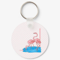 Flamingo Pair keychains