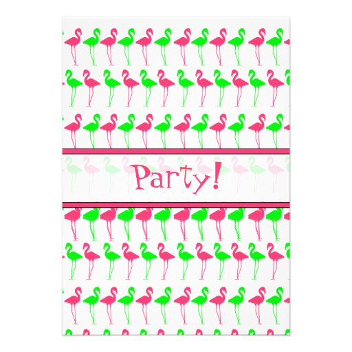 Flamingo Party Invitation - Pink and Green Pattern
