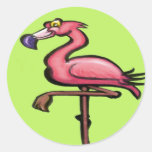 Flamingo Round Stickers