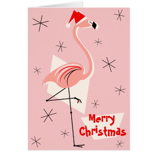 Flamingo Santa Pink Merry Christmas Card Zazzle
