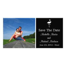 Flamingo Save The Date Photocard (Black) Customized Photo Card