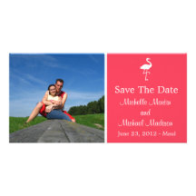 Flamingo Save The Date Photocard (Coral) Custom Photo Card