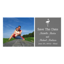 Flamingo Save The Date Photocard (Gray) Picture Card