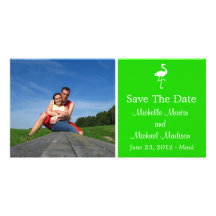 Flamingo Save The Date Photocard (Green) Photo Cards