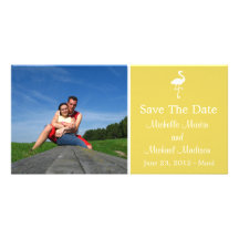 Flamingo Save The Date Photocard (Mustard) Photo Card Template