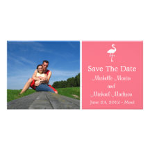 Flamingo Save The Date Photocard (Salmon) Customized Photo Card