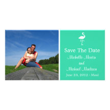 Flamingo Save The Date Photocard (Teal) Photo Cards