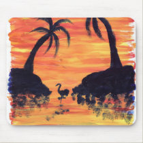 Flamingo Sunset art by EelKat mousepads