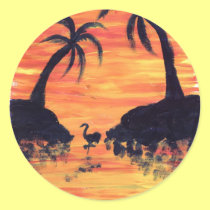 Flamingo Sunset art by EelKat stickers