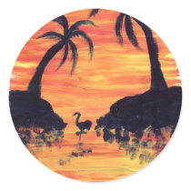 Flamingo Sunset art by EelKat stickers by eelkat Flamingo Sunset art by EelKat stickers