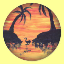Flamingo Sunset art by EelKat stickers
