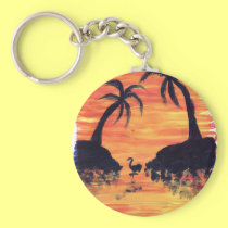 Flamingo Sunset keychains