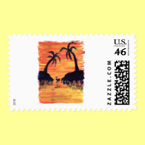 Flamingo Sunset stamps