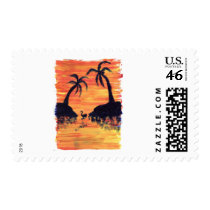 Flamingo Sunset Stamp