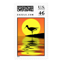 Flamingo Sunset Postage Stamp stamps