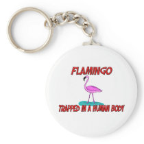 Flamingo trapped in a human body key chains