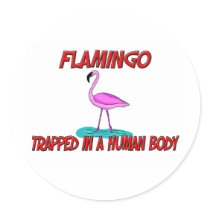 Flamingo trapped in a human body sticker