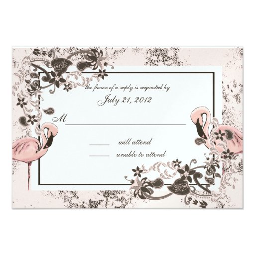 Flamingo Wedding Response Custom Invite