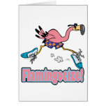 flamingocize jogging flamingo cartoon greeting card