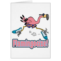 flamingocize jogging flamingo cartoon greeting card