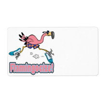 flamingocize jogging flamingo cartoon personalized shipping label