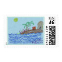 Flamingos at night stamp