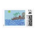 Flamingos at night stamp