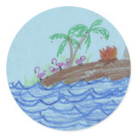 Flamingos at night stickers