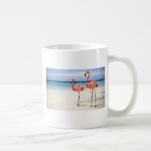 Flamingos at the Beach Coffee Mugs
