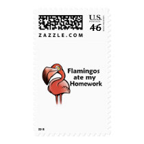 Flamingos ate my Homework Postage Stamp