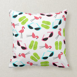 Flamingos Flip Flops & Sunglasses Pillow