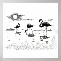 Flamingos Print