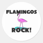 Flamingos Rock Round Stickers