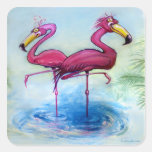 Flamingos Square Stickers