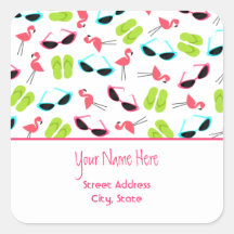 Flamingos & Sunglasses Address Sticker