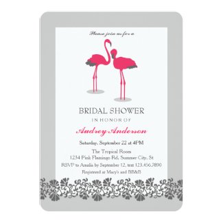 Flamingos Tropical Luau Bridal Shower Invitation