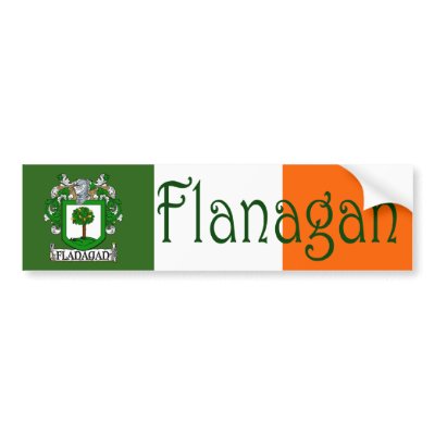 Flanagan Coat of Arms Flag Bumper Sticker by irishcountry