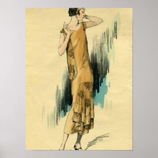 Flapper 1920s Fashion Illustration Poster Print Poster Zazzle