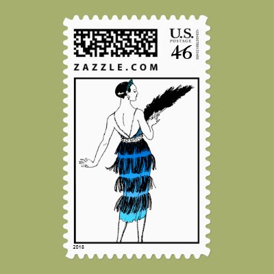 Flapper Dress With Fringe Stamps Zazzle_stamp Flapper Dress With Fringe Stamps Zazzle_stamp