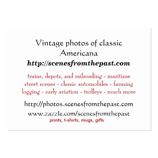 Flapper in a Tin Lizzie Roaring Twenties Business Card Templates (back side)